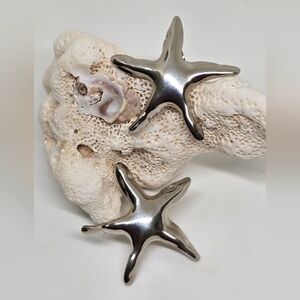 Silver Tone Starfish Earrings